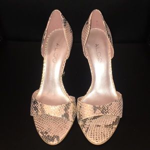 Aldo—Metallic Snake Print Heels